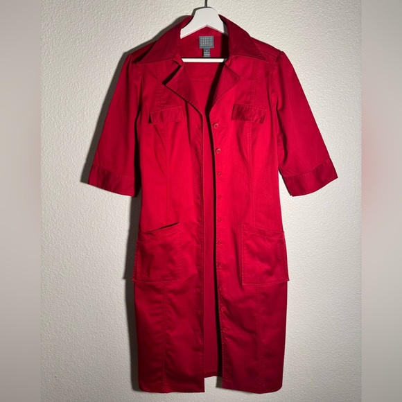 Rabbit Rabbit Rabbit Designs Red Jacket Dress with Button Front & 3/4 Sleeves - Picture 4 of 9